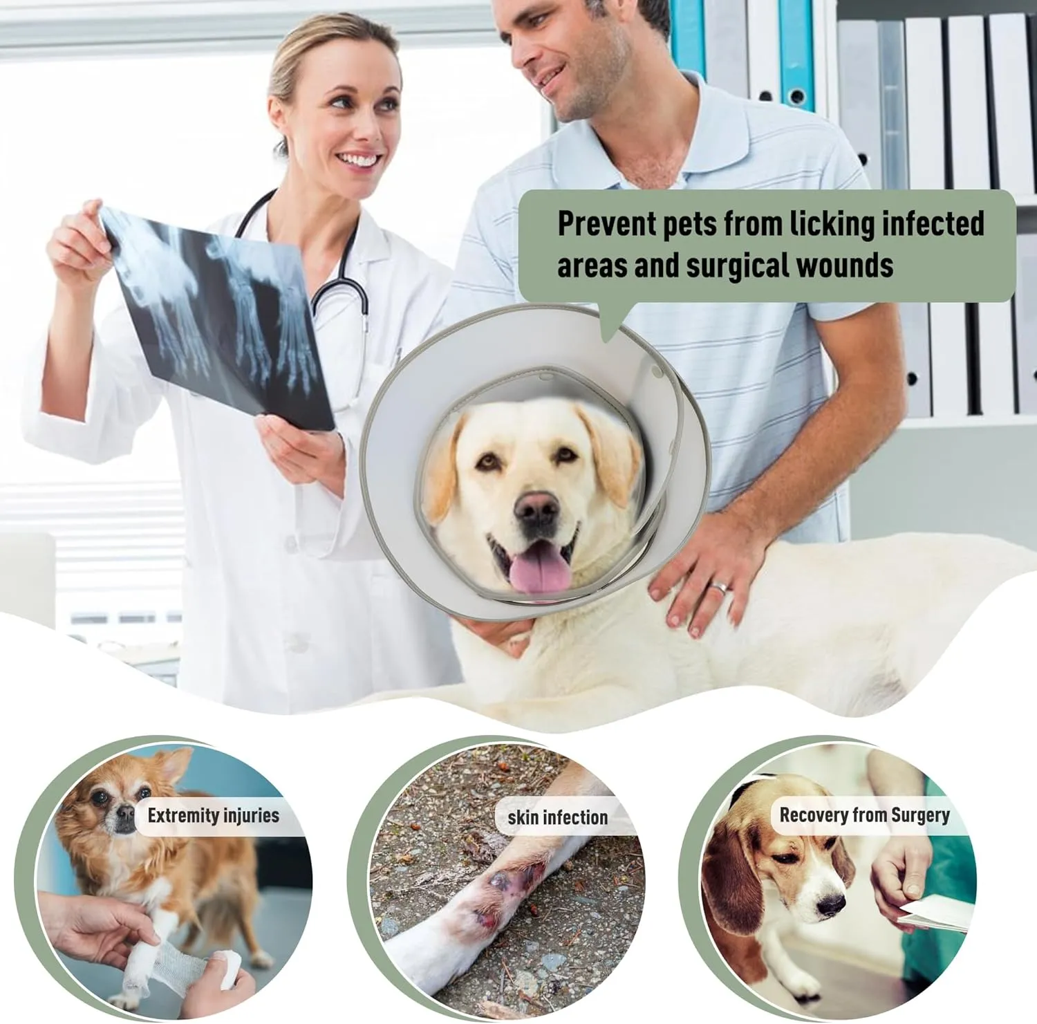 Soft Dog Cone Collar for Large Medium Small Dogs After Surgery, Adjustable Pet Recovery E-Collar, Elizabethan for Cats, Brown X-Small