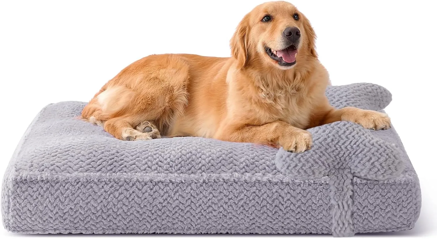 Soft Touch Orthopedic Dog Beds for Large Dogs, Extra Large Waterproof Dog Crate Bed with Removable Washable Cover, Attachable Pillow Cushion, Non-Slip Bottom (Grey, X-Large)