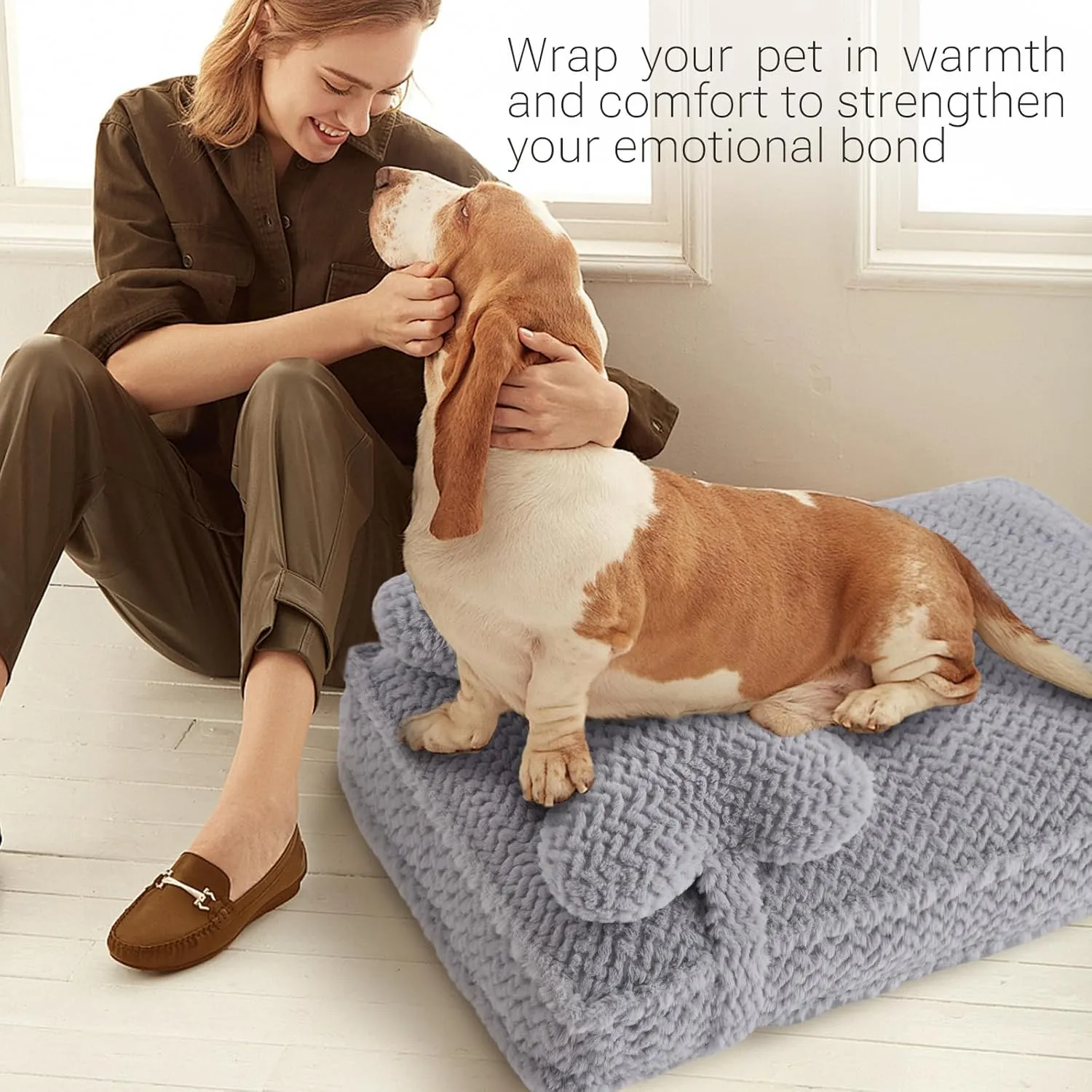 Soft Touch Orthopedic Dog Beds for Large Dogs, Extra Large Waterproof Dog Crate Bed with Removable Washable Cover, Attachable Pillow Cushion, Non-Slip Bottom (Grey, X-Large)