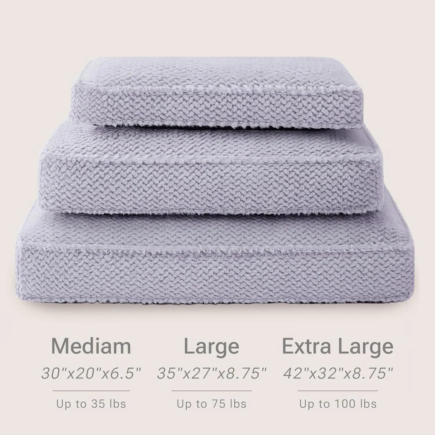 Soft Touch Orthopedic Dog Beds for Large Dogs, Extra Large Waterproof Dog Crate Bed with Removable Washable Cover, Attachable Pillow Cushion, Non-Slip Bottom (Grey, X-Large)