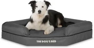 The Dogs Bed Medium Support Memory Foam Waterproof Corner Dog Bed, Large, Grey & Black Trim, Eases Pet Arthritis & Hip Dysplasia Pain, Therapeutic & Supportive, Washable Oxford Fabric Cover