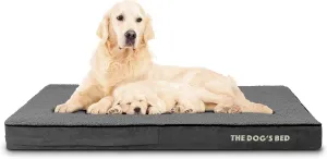 The Dogs Bed Orthopedic Memory Foam Dog Bed, XL Grey Plush 46x28x4, Pain Relief for Arthritis, Hip & Elbow Dysplasia, Post Surgery, Lameness, Supportive, Calming, Waterproof Washable Cover