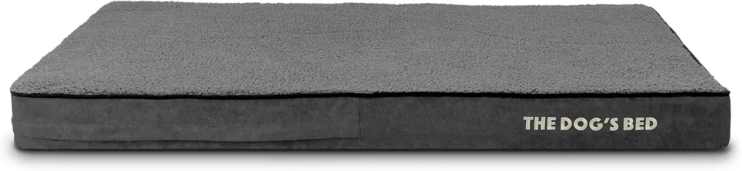 The Dogs Bed Orthopedic Memory Foam Dog Bed, XL Grey Plush 46x28x4, Pain Relief for Arthritis, Hip & Elbow Dysplasia, Post Surgery, Lameness, Supportive, Calming, Waterproof Washable Cover