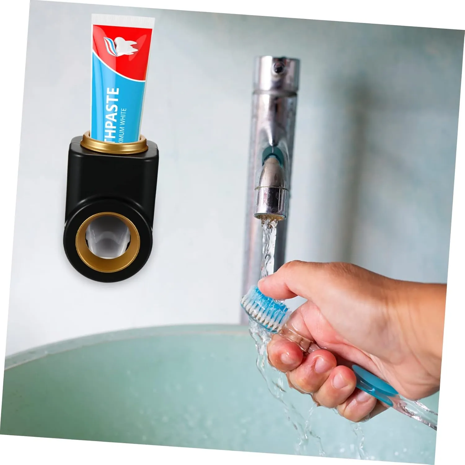 Toothpaste Holder Toothpaste Storage Stand Wall-Mounted No Punch Design Easy Install Wall-Mounted Storage Rack
