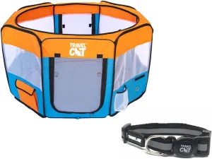 Travel Cat Grey Navigator Carrier Bag with 90s Bandana Collar - Premium Cat Backpack and Retro Collar for Travel and Outdoor Use