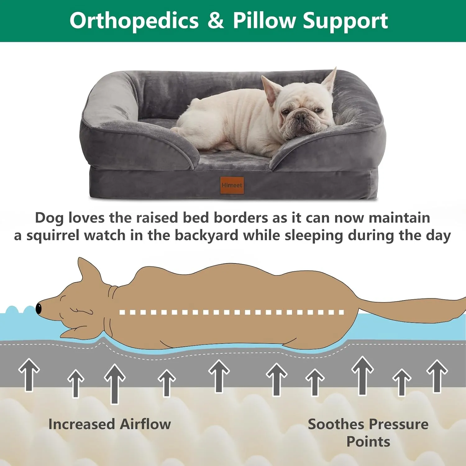 Washable Dog Bed Waterproof with Removable Washable Cover Pet Bed for French Bulldog Medium Dog Bed Doggy Bed for Dogs up to 35 lbs