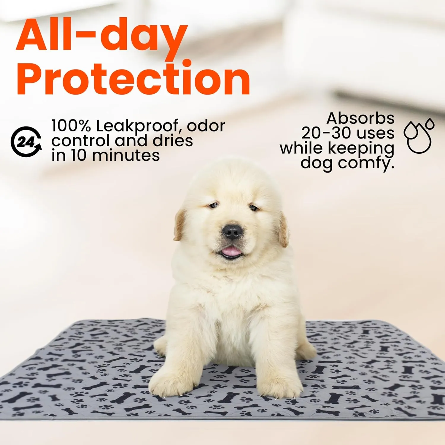Washable Pee Pads for Dogs 28x32 - 2Pack Super Absorbent Reusable Puppy Potty Training Pad - Waterproof Cloth Whelping Blankets - Urine Leakage & Non-Slip Mat for Housebreaking Carpet