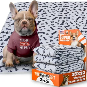Washable Pee Pads for Dogs 28x32 - 2Pack Super Absorbent Reusable Puppy Potty Training Pad - Waterproof Cloth Whelping Blankets - Urine Leakage & Non-Slip Mat for Housebreaking Carpet