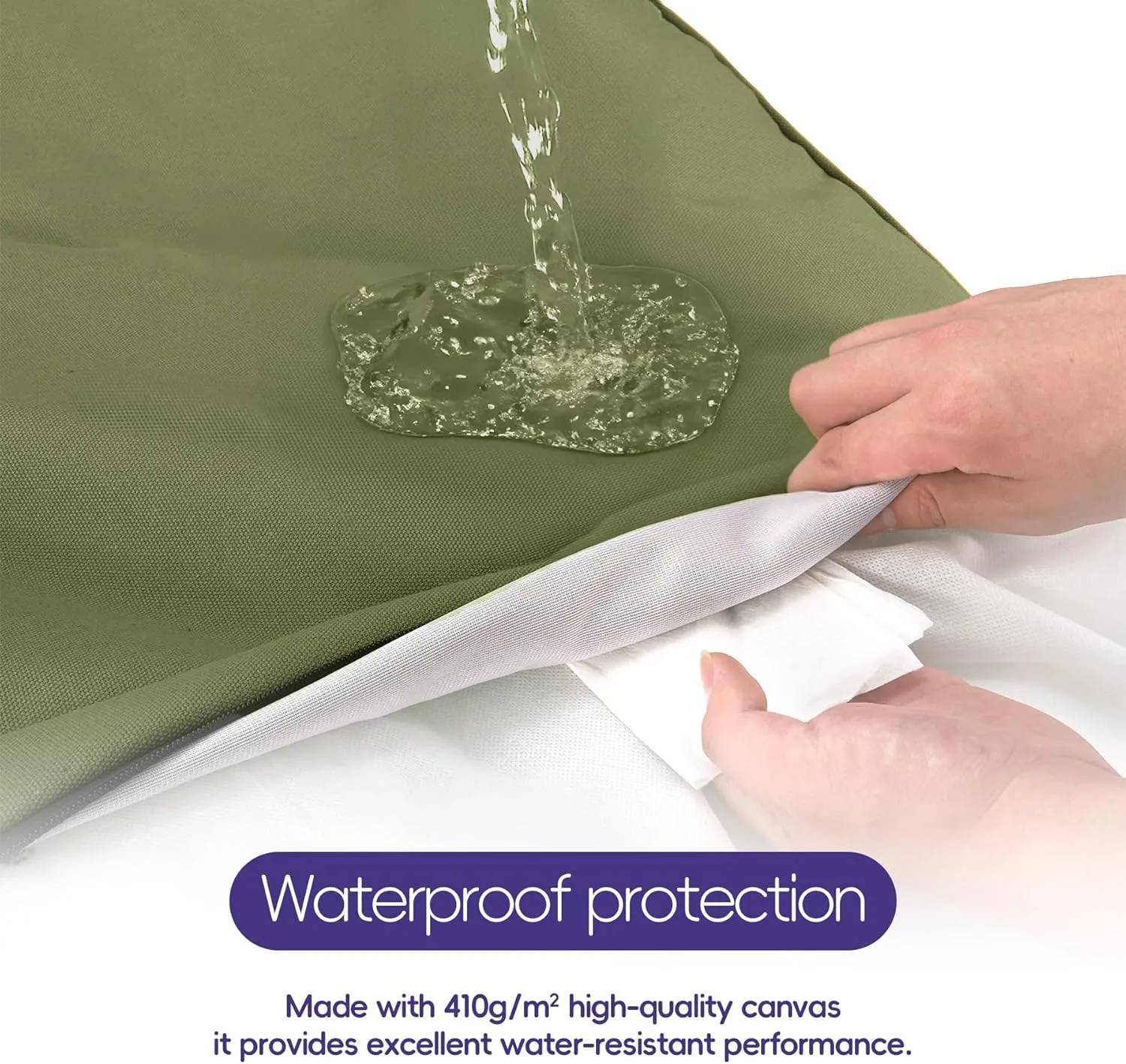 Waterproof Canvas Dog Bed with Chew-Proof Removable Cover, Ideal for Medium/Large Dogs, Washable Patio Pet Pad, 36 Inch, Green