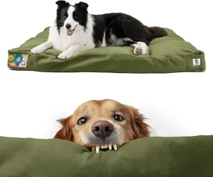 Waterproof Canvas Dog Bed with Chew-Proof Removable Cover, Ideal for Medium/Large Dogs, Washable Patio Pet Pad, 36 Inch, Green
