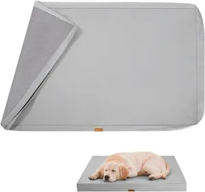 Waterproof Dog Bed Cover, Replacement Dogs Beds Covers with 3-Sided Continuous and Smooth Zipper, Washable Removable Pet Bed Mattress Protector Cover, 44x32x3 inch - XL, Cover Only, Grey
