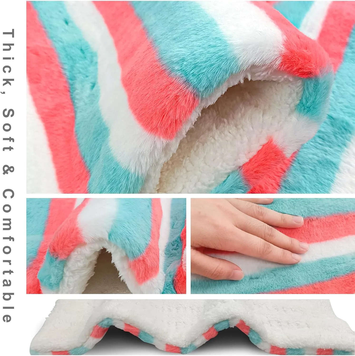 XL Electric Heating Pad for Back Pain Relief - 12 Heat Levels, 8 Timers, Moist Heat Option, Cute Plush Heat Pad, Gifts for Women, Men, Mom, Dad, Machine Washable-Rainbow-L(12" x 24")