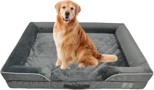 XL Orthopedic Dog Bed for Extra Large Dogs - Waterproof, Memory Foam Large Dog Bed with Washable Cover - Pet Beds for Big Sized Breeds and Senior Pets - Non-Slip Bottom - X-Large, Grey