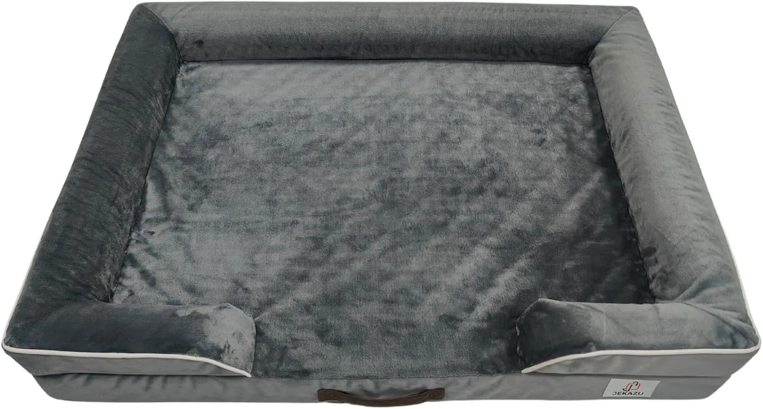 XL Orthopedic Dog Bed for Extra Large Dogs - Waterproof, Memory Foam Large Dog Bed with Washable Cover - Pet Beds for Big Sized Breeds and Senior Pets - Non-Slip Bottom - X-Large, Grey