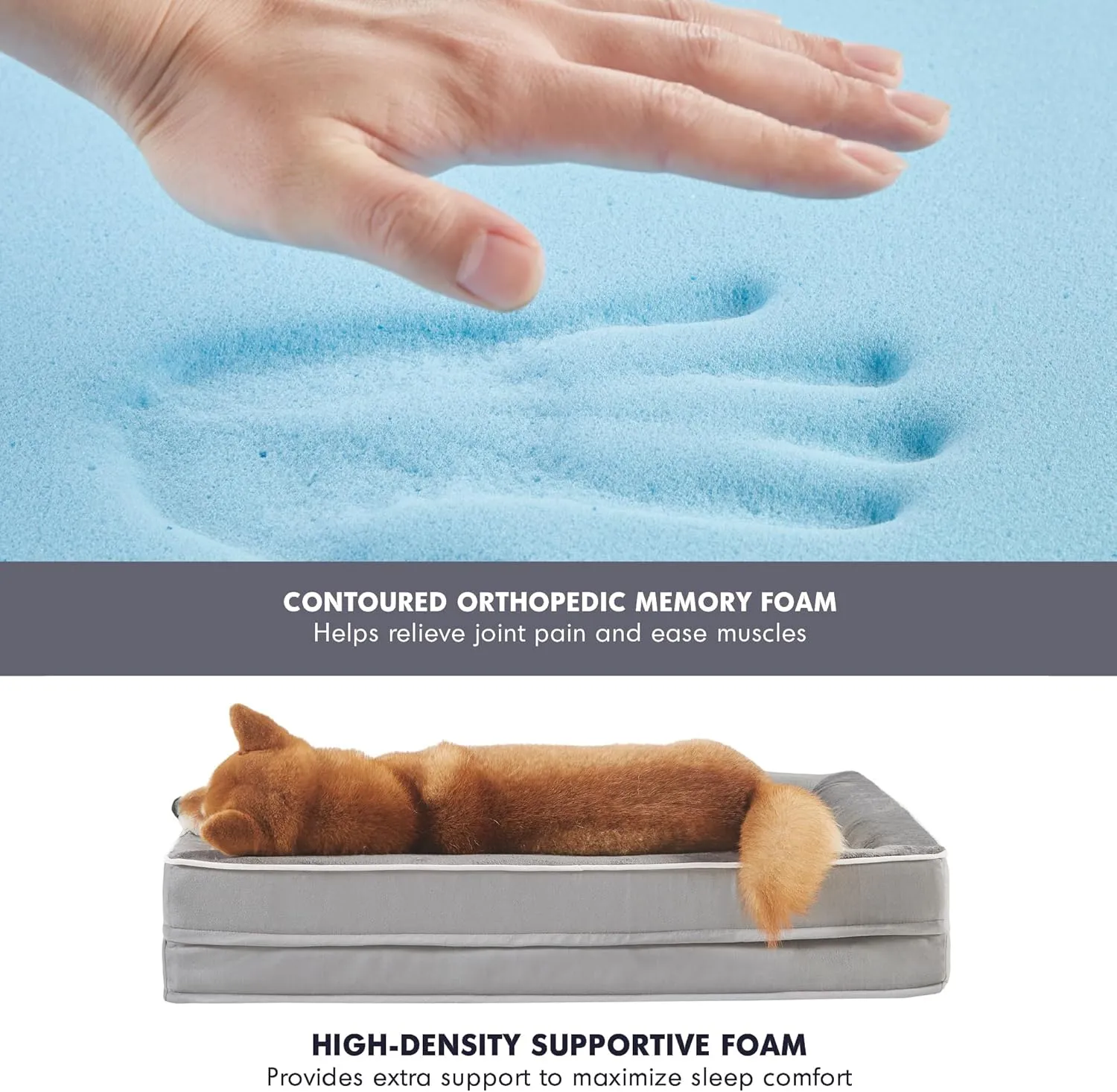 XXL Orthopedic Dog Sofa Bed - Jumbo Pet Couch with Memory Foam, Completely Removable Washable Cover, Waterproof Lining, Nonskid Bottom, Navy Blue - Perfect for Large Breeds