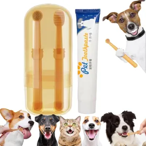 Zentric Dog Toothbrush, Flexibrush Pet Toothbrush, Flexi Brush Pet Toothbrush, Nanoflex Pet Toothbrush with Tongue Scraper, 360 Soft Silicone Dog Cat Toothbrush and Toothpaste (Vanilla Flavor)