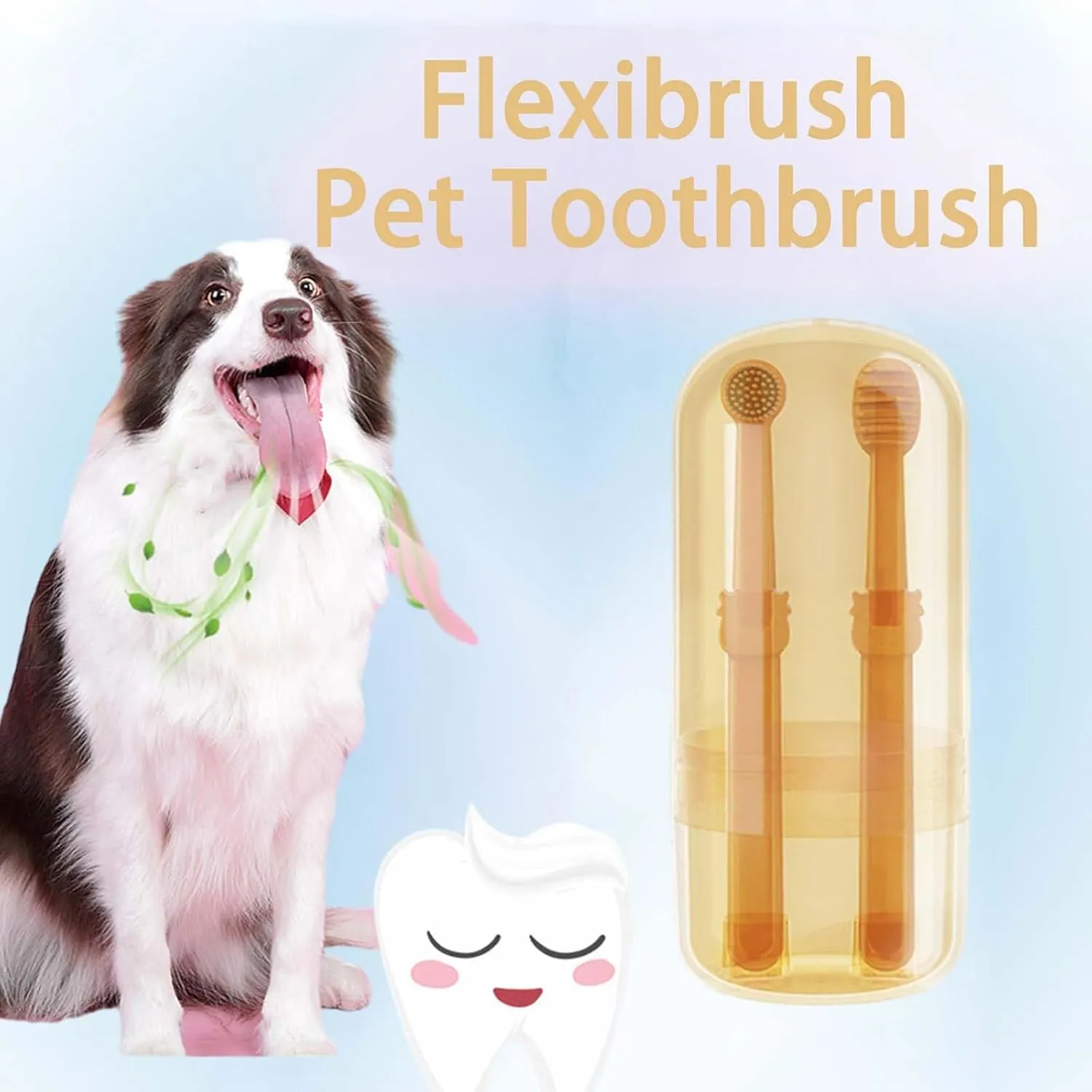 Zentric Dog Toothbrush, Flexibrush Pet Toothbrush, Flexi Brush Pet Toothbrush, Nanoflex Pet Toothbrush with Tongue Scraper, 360 Soft Silicone Dog Cat Toothbrush and Toothpaste (Vanilla Flavor)