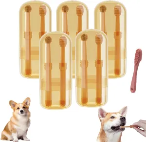 Zentric Dog Toothbrush,Zentric Pet Toothbrush,Pet Toothbrush with Tongue Scraper,360 Pet Toothbrush Dual Head Soft Silicone,Tongue Cleaner for Pet Tooth Brushing, Soft and Durable (5pcs)